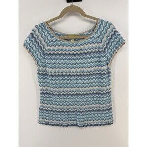 Sigrid Olsen Chevron Striped Chrochet Knit Sweater Large bottom hem detail